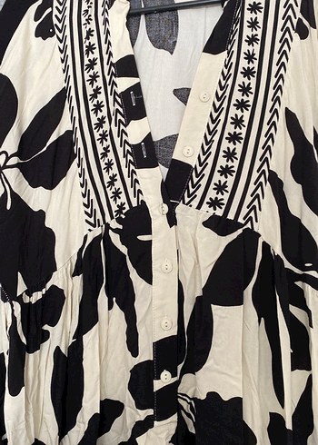 Desenli Siyah Bohem Uzun Elbise - Görsel 2