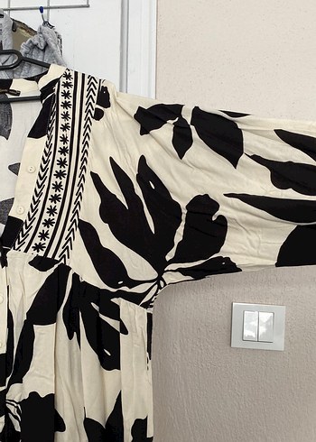 Desenli Siyah Bohem Uzun Elbise - Görsel 4