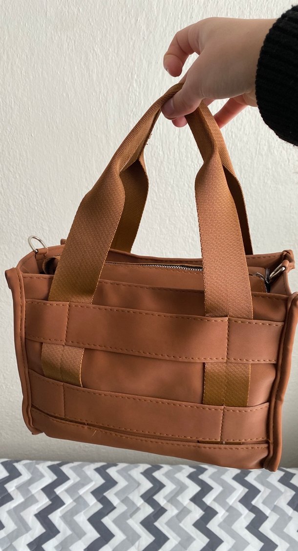 Kahverengi Deri Fermuarlı Kadın Çanta - Görsel 5