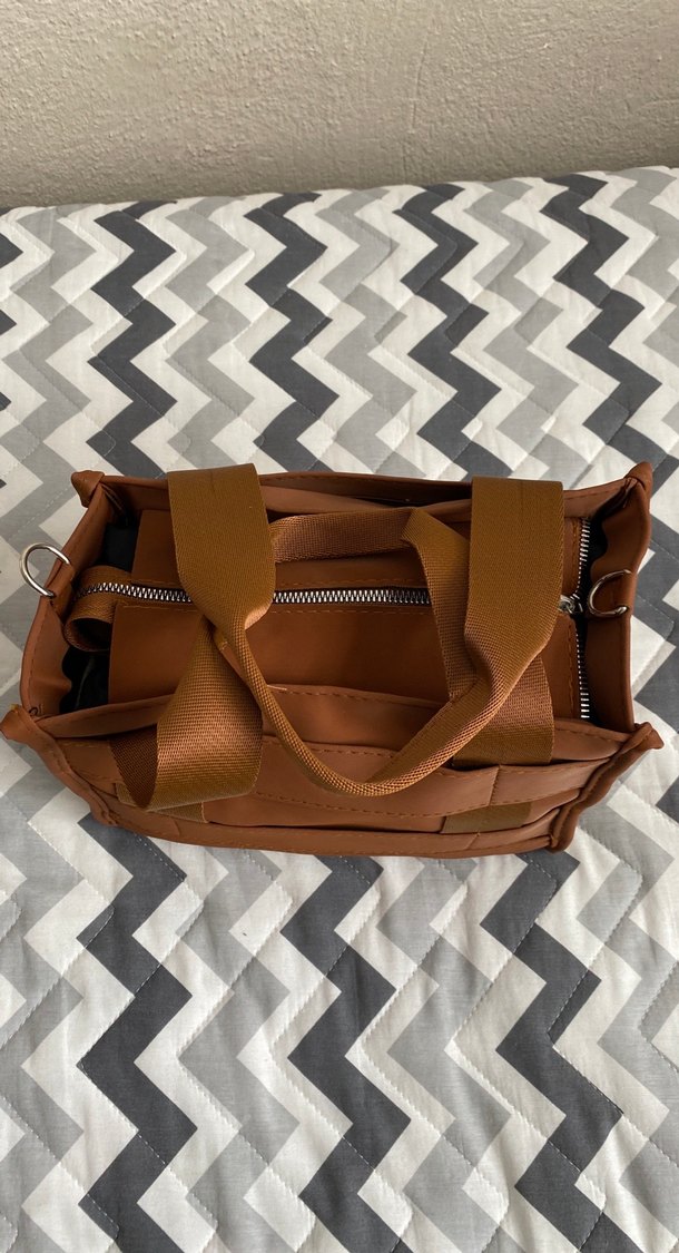 Kahverengi Deri Fermuarlı Kadın Çanta - Görsel 2