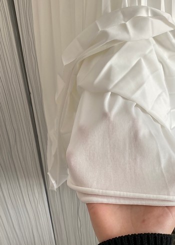 Beyaz Pilili Uzun Kadın Etek - Görsel 4