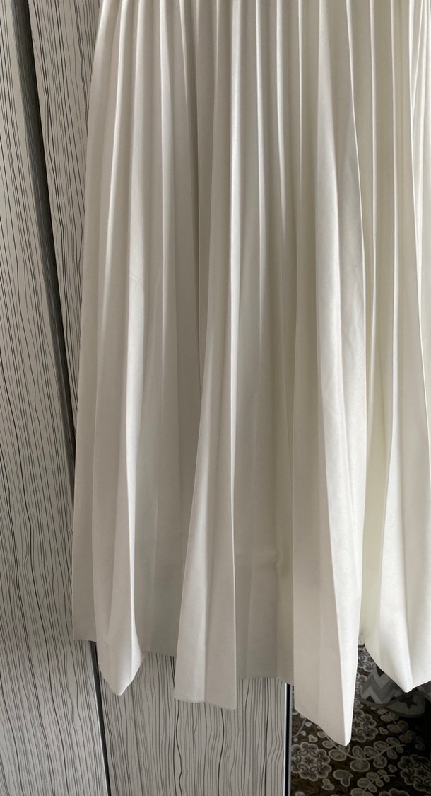 Beyaz Pilili Uzun Kadın Etek - Görsel 5