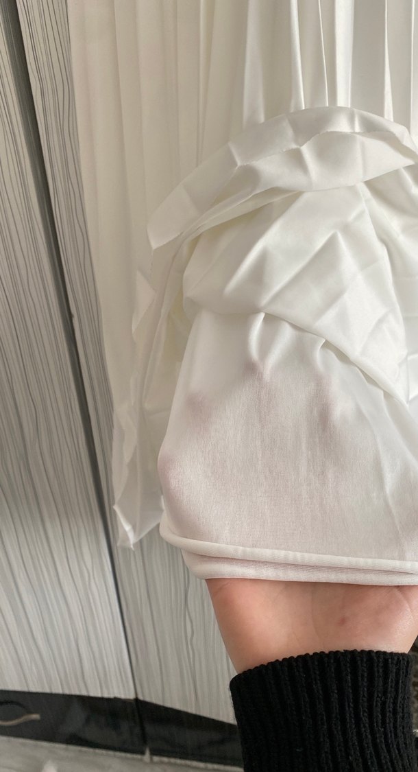 Beyaz Pilili Uzun Kadın Etek - Görsel 4