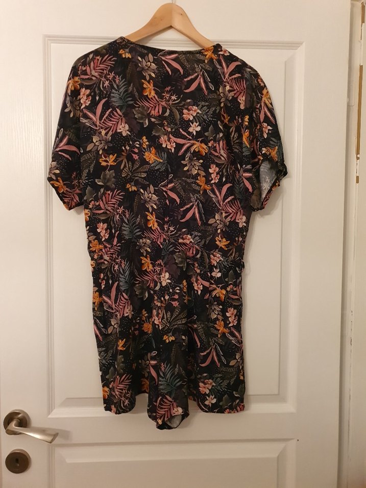 Çiçek Desenli V Yaka Bohem Tulum - Görsel 2