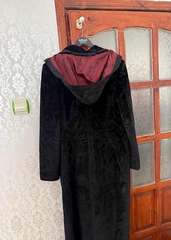 Düğmeli Siyah Uzun Süet Kadın Kaban - Görsel 4