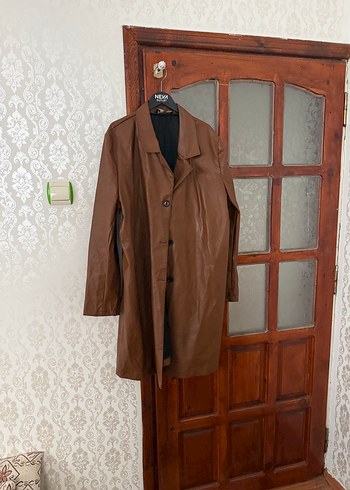 Kahverengi kadın deri ceket - Görsel 3