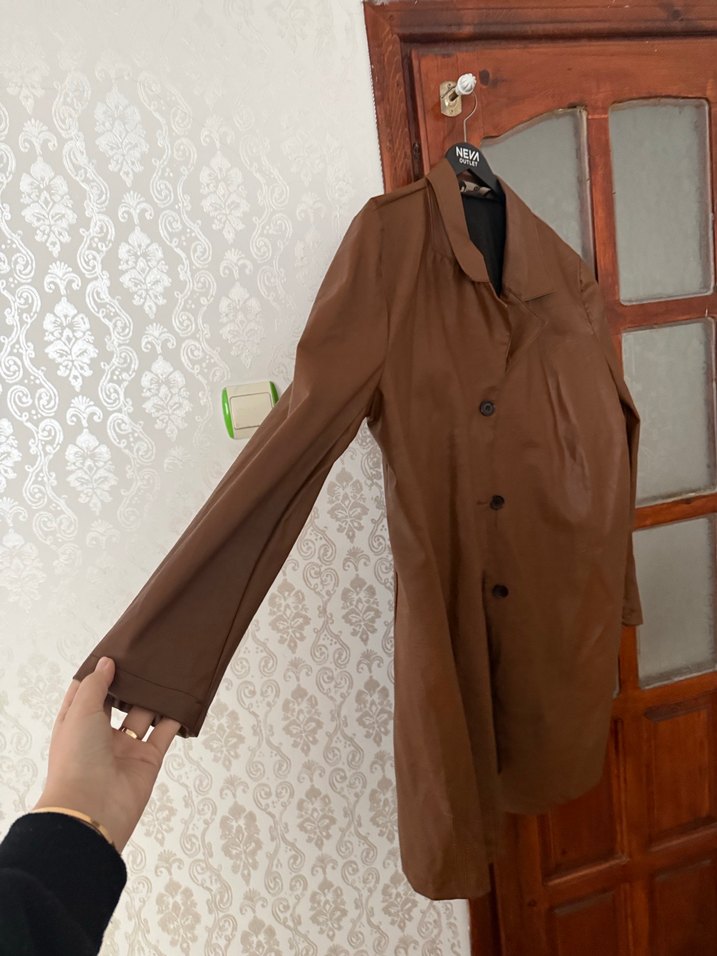 Kahverengi kadın deri ceket - Görsel 2