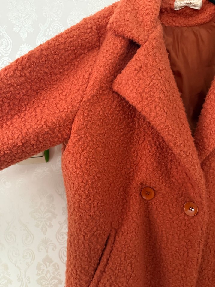 Kürk Detaylı Kırmızı Uzun Kadın Kaban - Görsel 3