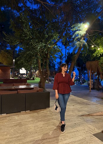 Bordo Transparan Kadın Gömlek - Görsel 2