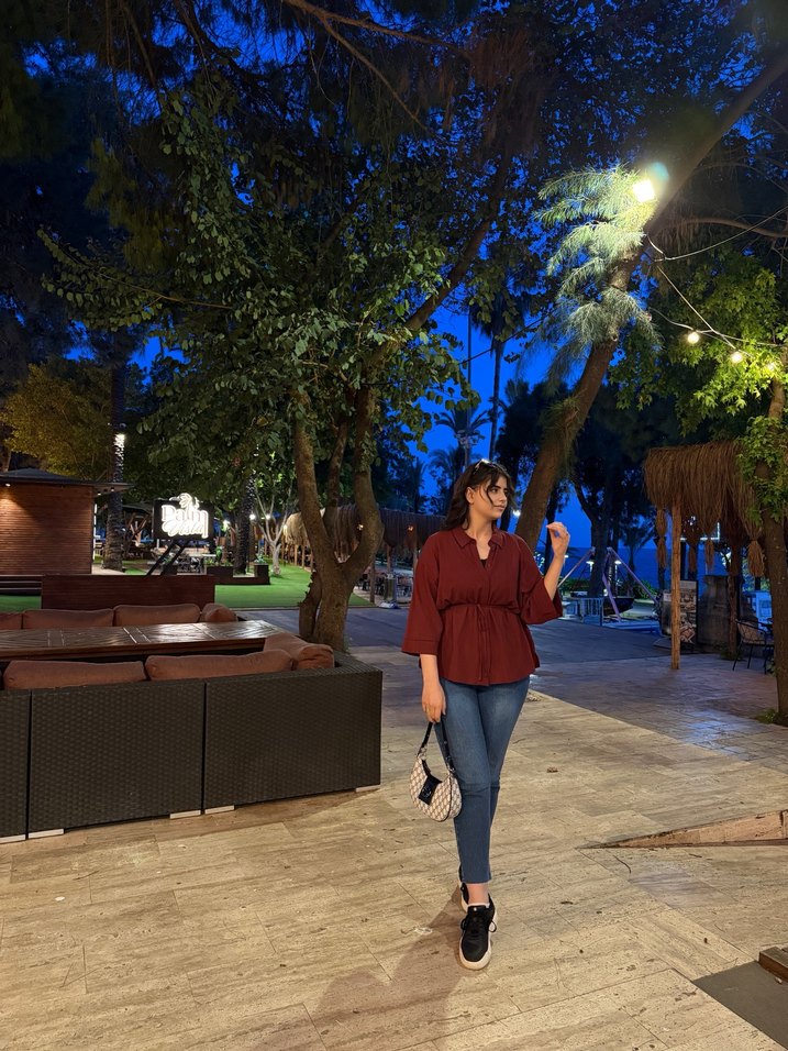 Bordo Transparan Kadın Gömlek - Görsel 2