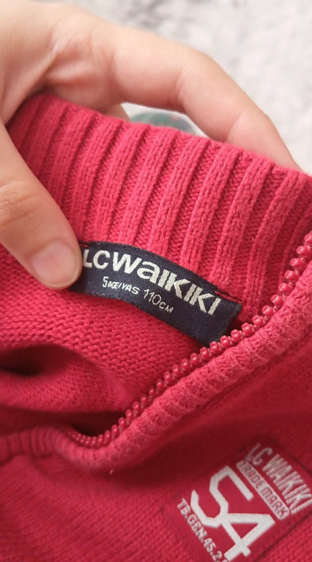 erkek Çocuk Kırmızı Uzun Kollu Triko Hırka - Görsel 2