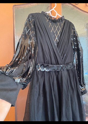 Siyah Uzun Gotik Drapeli Abiye Elbise - Görsel 2