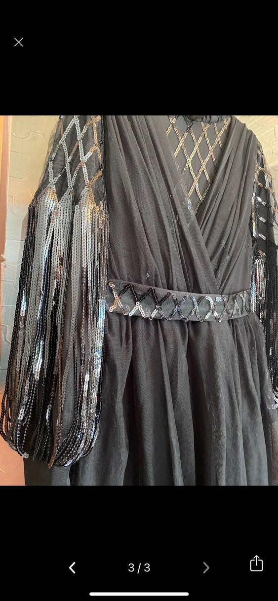 Siyah Uzun Gotik Drapeli Abiye Elbise - Görsel 3