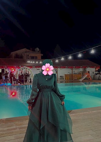 Yeşil Drapeli Uzun Bohem Abiye Elbise - Görsel 2