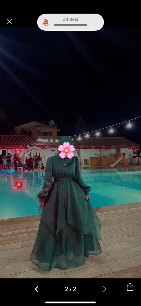 Yeşil Drapeli Uzun Bohem Abiye Elbise - Görsel 2