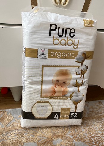 Pure Baby Organik Pamuklu Bebek Bezi Maxi 52'li