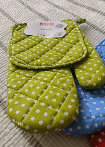 Renkli Puantiyeli Fırın Eldiveni Seti - Görsel 2