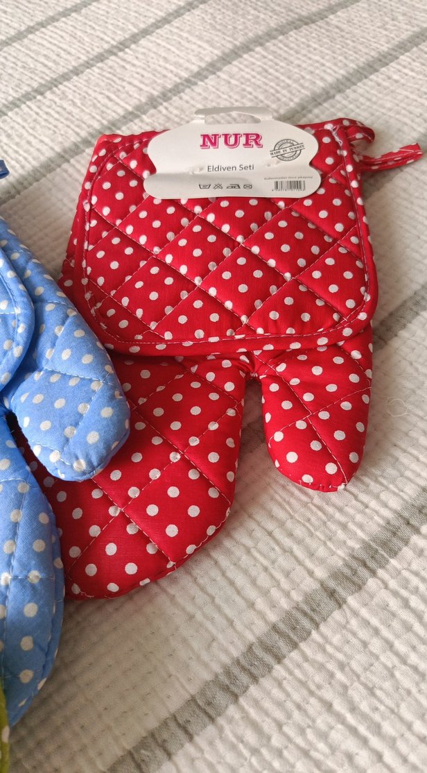 Renkli Puantiyeli Fırın Eldiveni Seti - Görsel 4