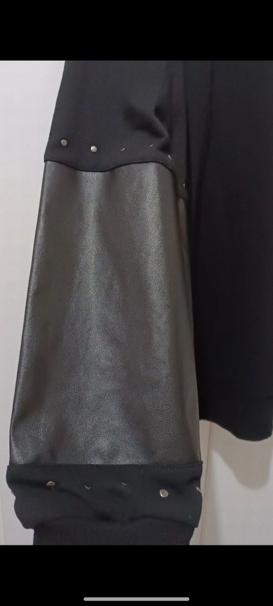 Drapeli Siyah Deri Midi Tunik - Görsel 3