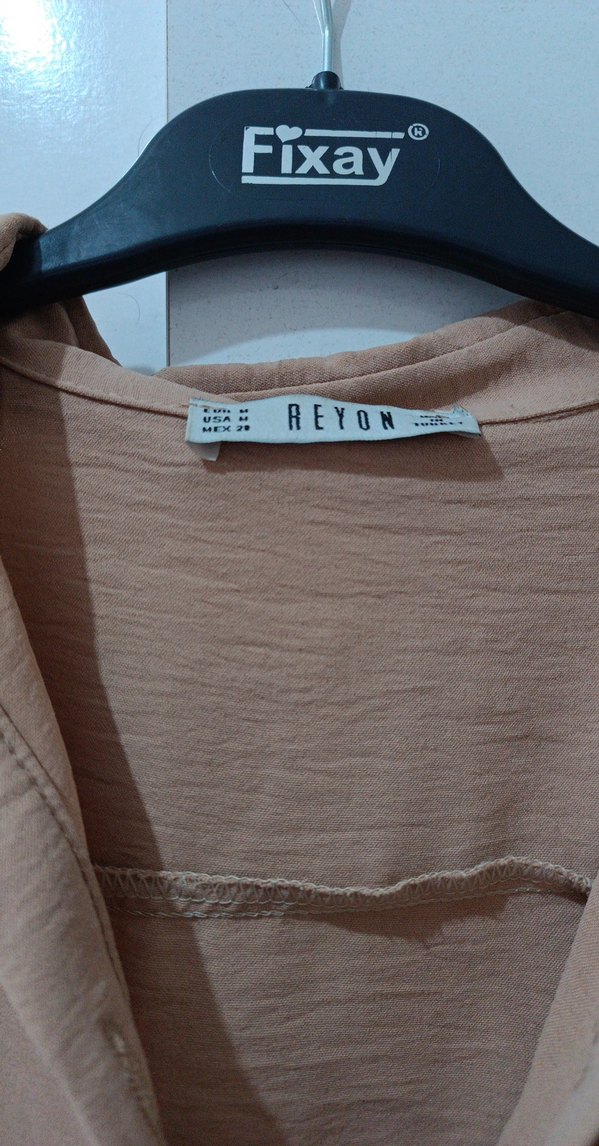 Bej Düğmeli Keten Uzun Elbise - Görsel 2