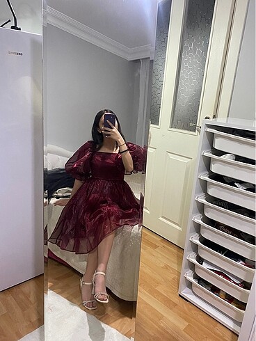 s Beden Bordo kabarik elbise