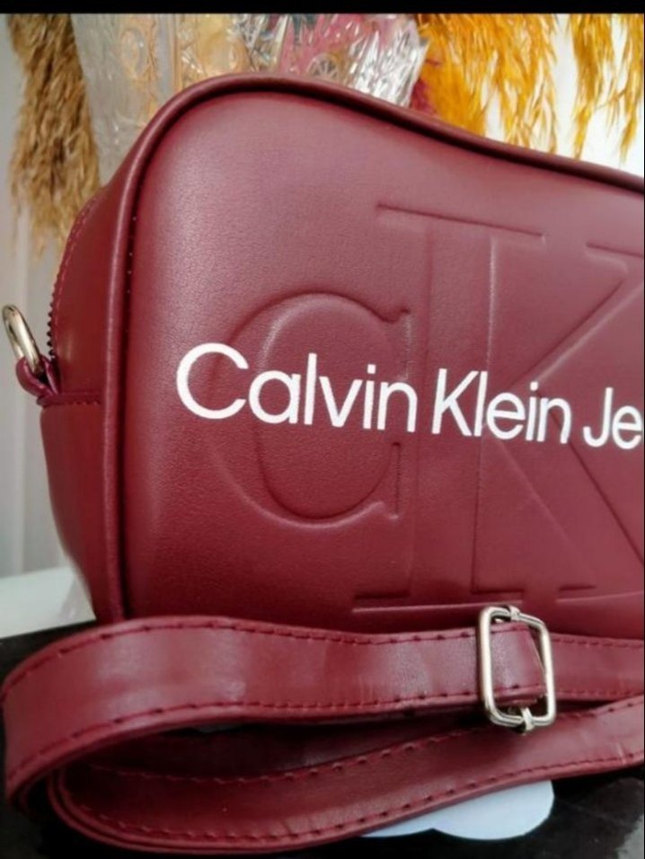 Kırmızı Deri Calvin Klein Kadın Çapraz Çanta - Görsel 5