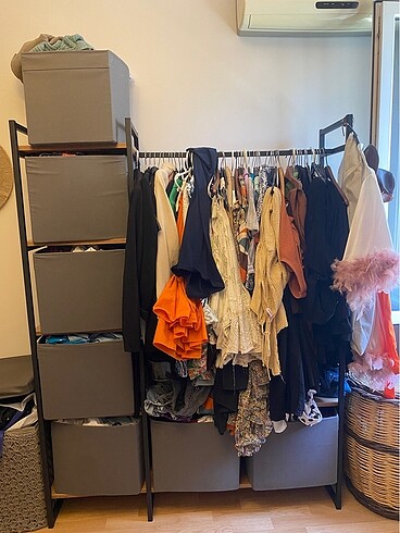 Beden gri Renk Açık dolap ve 7 adet ikea organizer