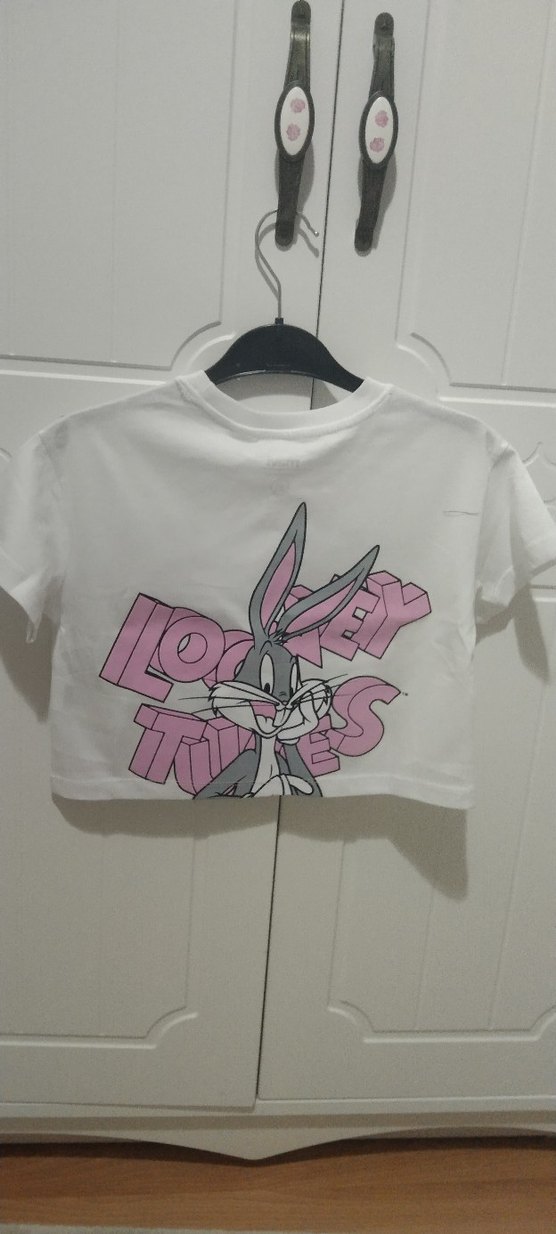 Beyaz Bugs! Baskılı Kız Tişörtü - Görsel 3