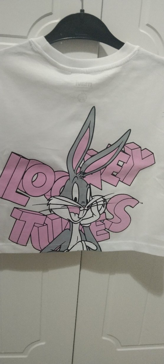 Beyaz Bugs! Baskılı Kız Tişörtü - Görsel 4