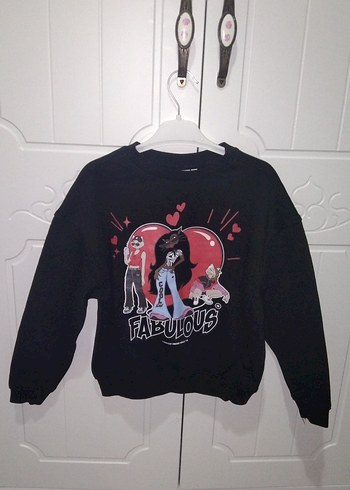 Kızlar için Siyah Baskılı Goth Sweatshirt - Görsel 5