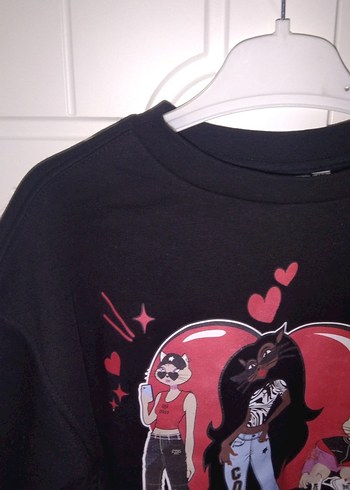 Kızlar için Siyah Baskılı Goth Sweatshirt - Görsel 4