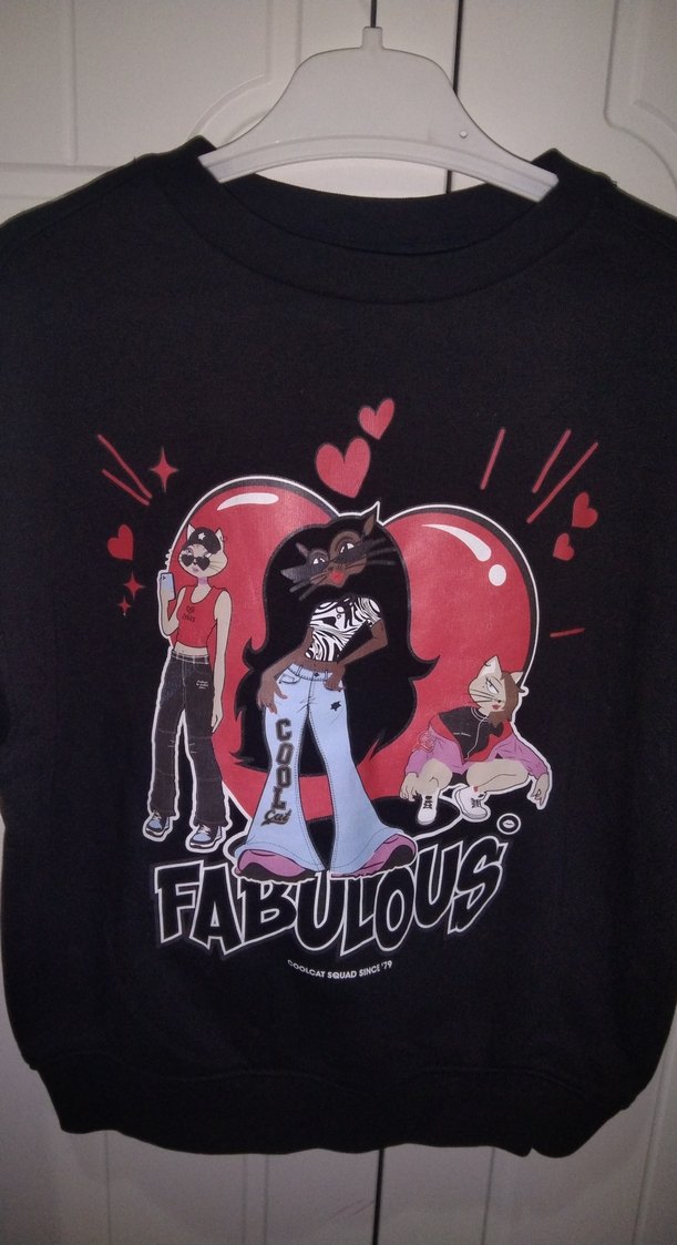 Kızlar için Siyah Baskılı Goth Sweatshirt - Görsel 2