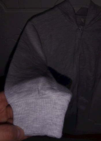 Erkek Çocuk Gri Kapüşonlu Fermuarlı Sweatshirt - Görsel 2