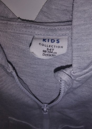 Erkek Çocuk Gri Kapüşonlu Fermuarlı Sweatshirt - Görsel 3