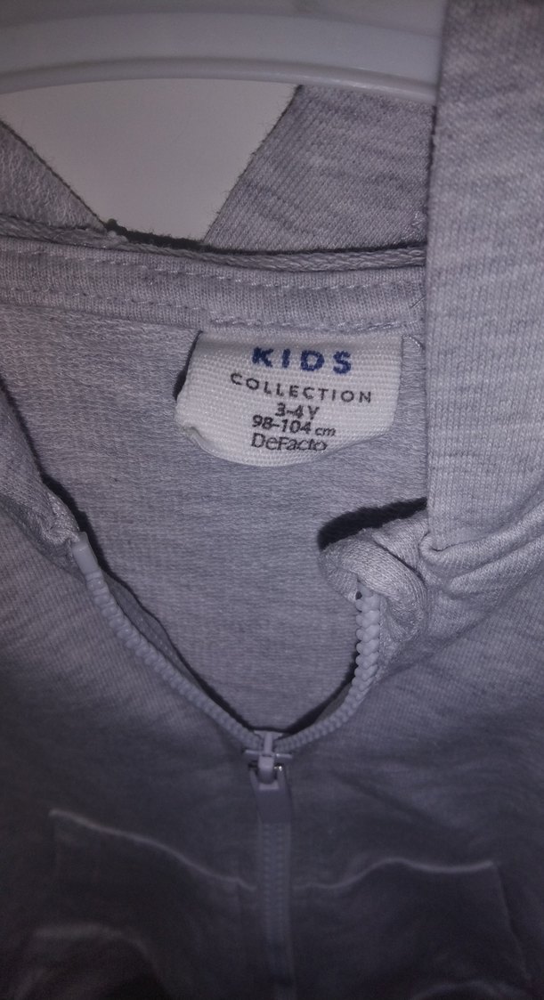 Erkek Çocuk Gri Kapüşonlu Fermuarlı Sweatshirt - Görsel 3