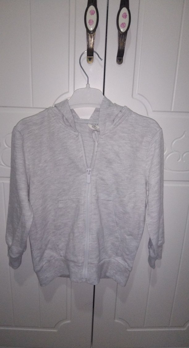 Erkek Çocuk Gri Kapüşonlu Fermuarlı Sweatshirt - Görsel 5