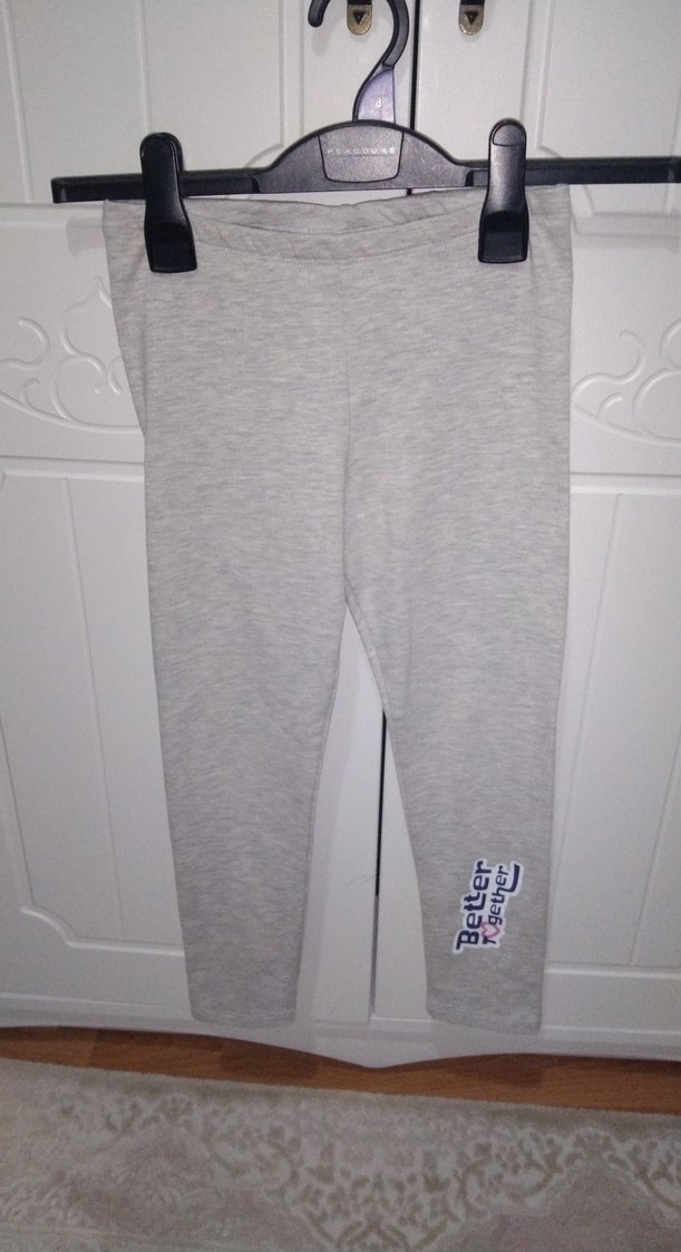 Kız Çocuk Gri Baskılı Tayt - Görsel 5