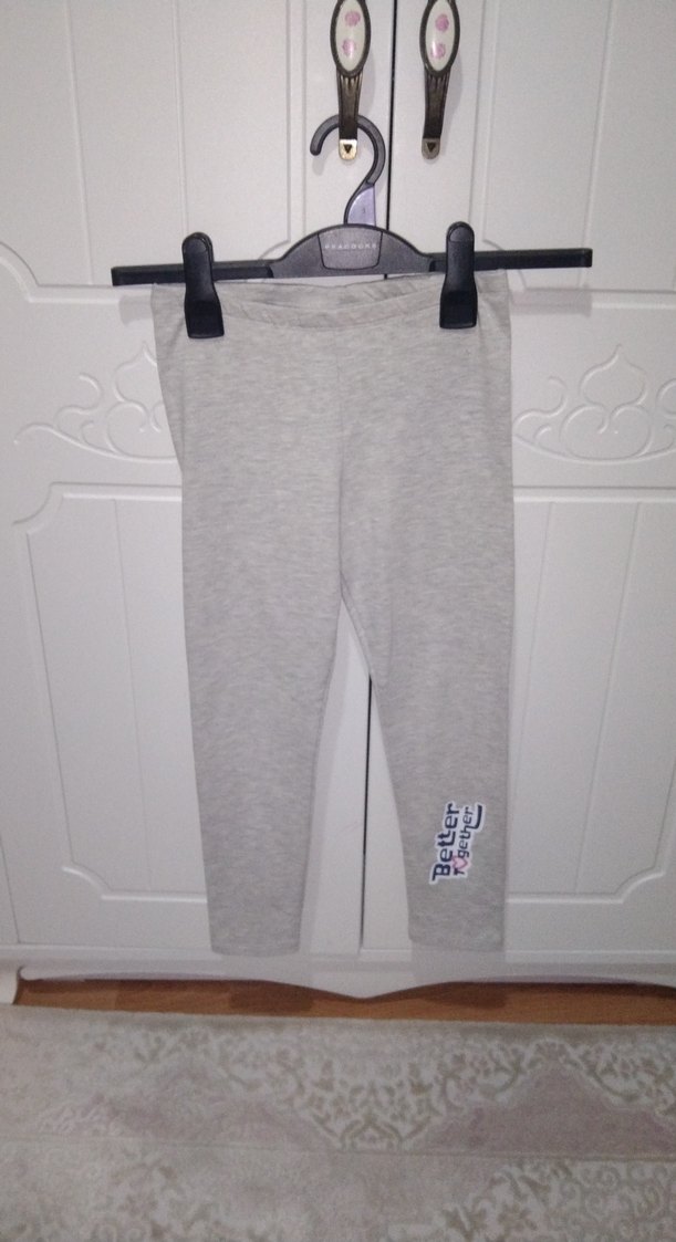 Kız Çocuk Gri Baskılı Tayt - Görsel 2