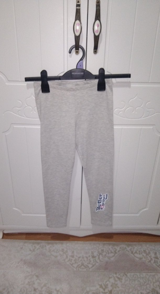 Kız Çocuk Gri Baskılı Tayt - Görsel 3