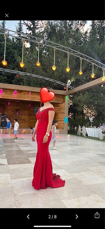 Zara Kırmızı işlemeli abiye elbise