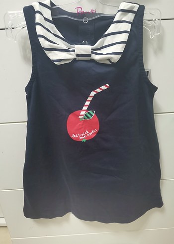 Kız Çocuk Lacivert Fiyonklu Baskılı Elbise