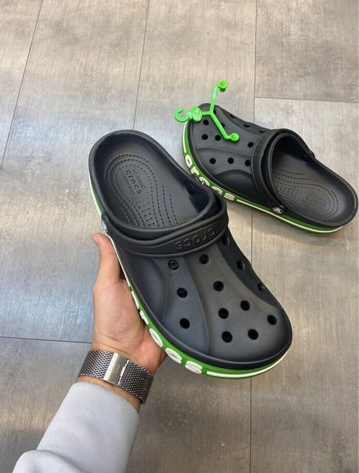 Siyah Yeşil Bantlı Erkek Crocs Terlik Sandalet Yeni&Etiketli - Görsel 2