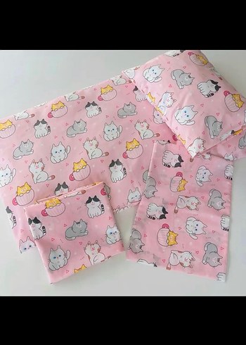 Pembe Baskılı Bebek Uyku Seti 6 Parça - Görsel 5