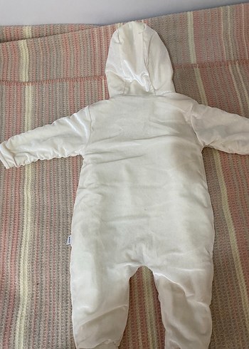 Kapüşonlu Beyaz Bebek Tulumu, Kürklü, astronot - Görsel 3