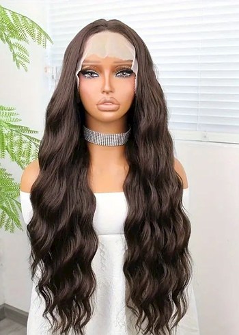 Kahverengi tül peruk - Görsel 3