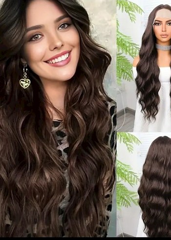 Kahverengi tül peruk - Görsel 2