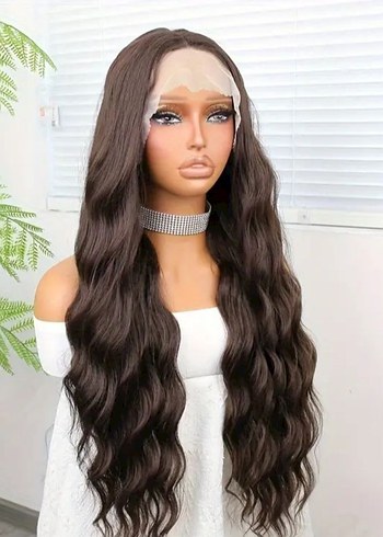 Kahverengi tül peruk - Görsel 4