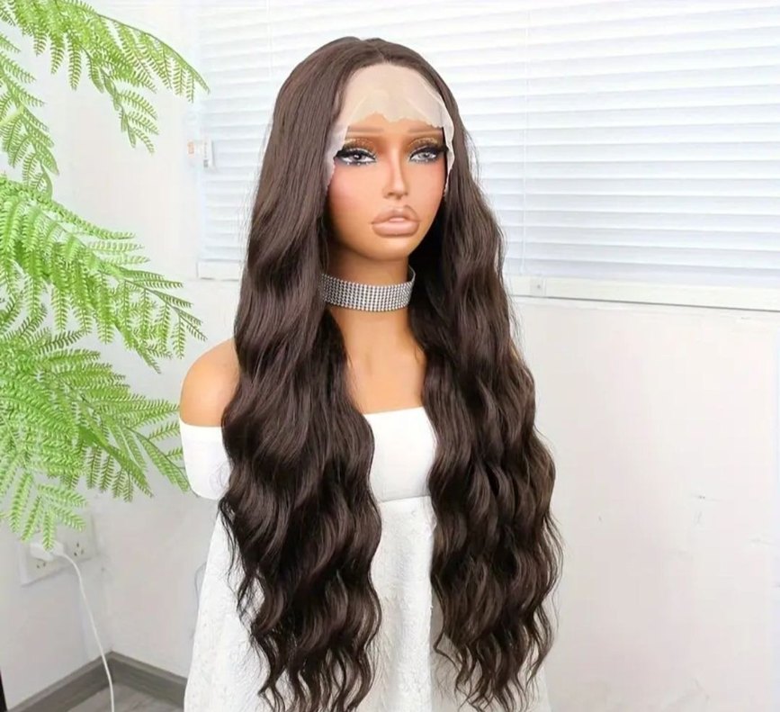 Kahverengi tül peruk - Görsel 4