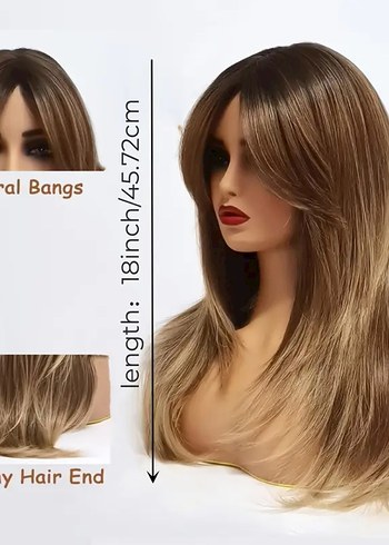 Koyu kumral ombreli peruk - Görsel 4