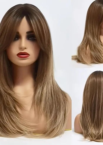 Koyu kumral ombreli peruk - Görsel 3